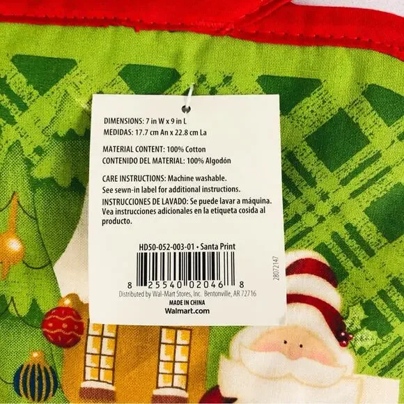 NWT Holiday Time Hot Pad Kitchen Set Christmas Design Santa Red Poinsettias - Picture 8 of 16